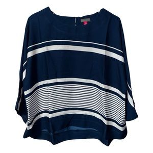 Vince Camuto Blue And White Striped Blouse Top Size Small